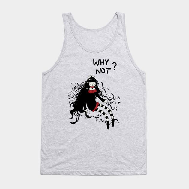 Goth Girl Black White Red Cartoon Art Tank Top by Jay Spotting